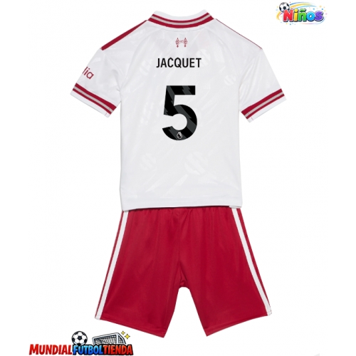 Camiseta Liverpool Jeremy Jacquet #5 Segunda Equipación Replica 2026-27 para niños mangas cortas (+ Pantalones cortos)